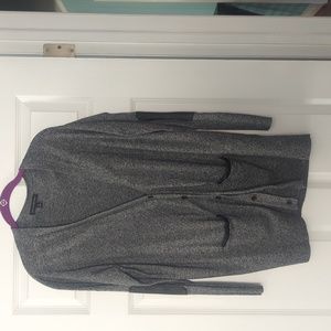 Banana Republic faux leather trim marled cardigan with pockets